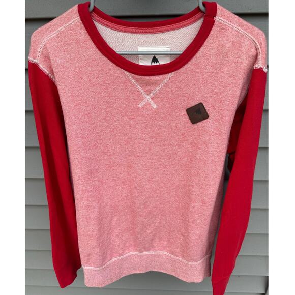 Burton size M Red Coral Marled Crewneck 100% Cotton Lightweight Sweatshirt - Picture 2 of 11